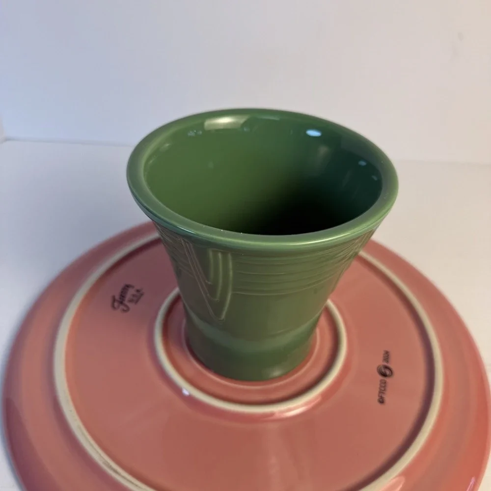 Fiesta Watermelon Pink & Green Ceramic Cake‎ Stand Pedestal Plate USA 2024